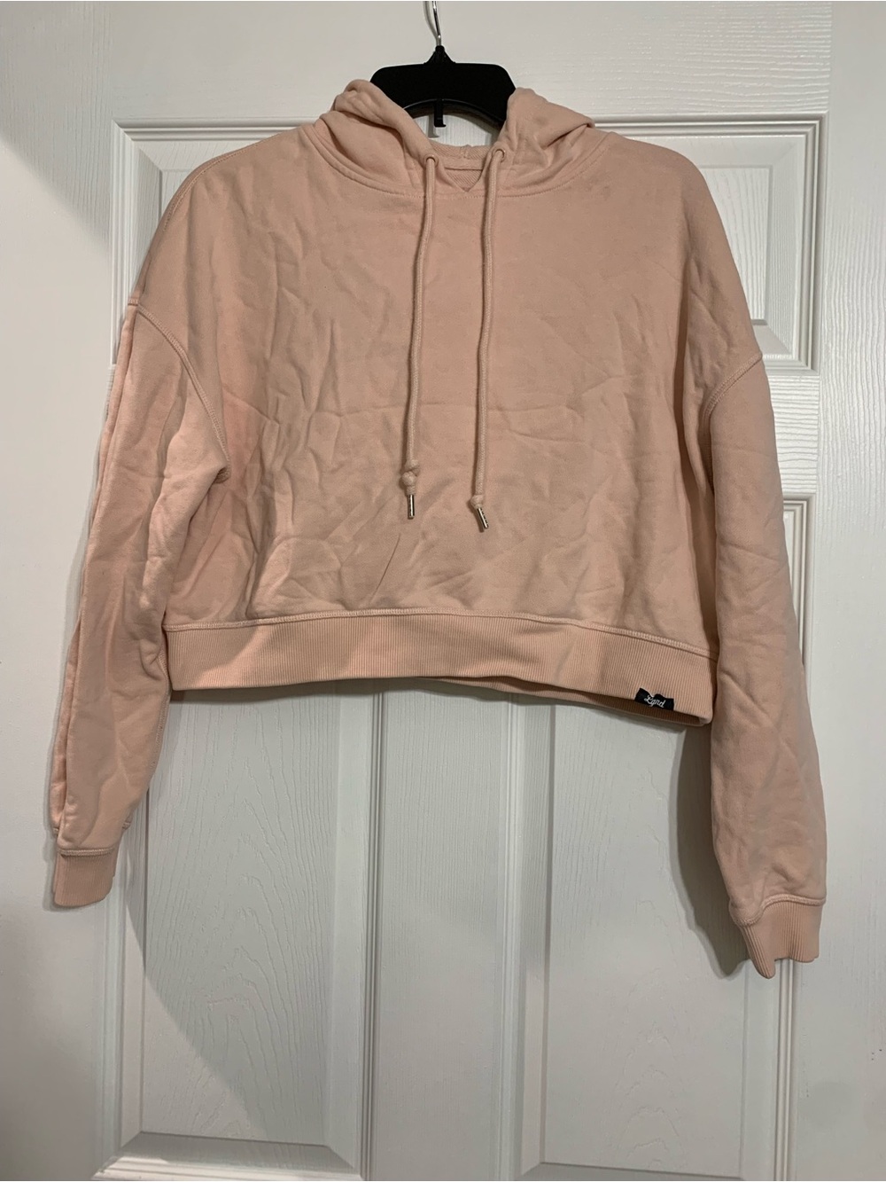 Cropped Hoodie Sweatshirt in Light Blush